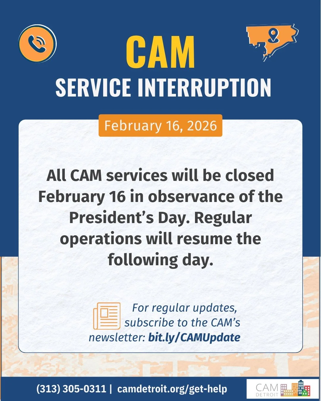 For more information, visit camdetroit.org/upcoming-closures (link in profile)

#camdetroit #detroithomeless #homelessservices