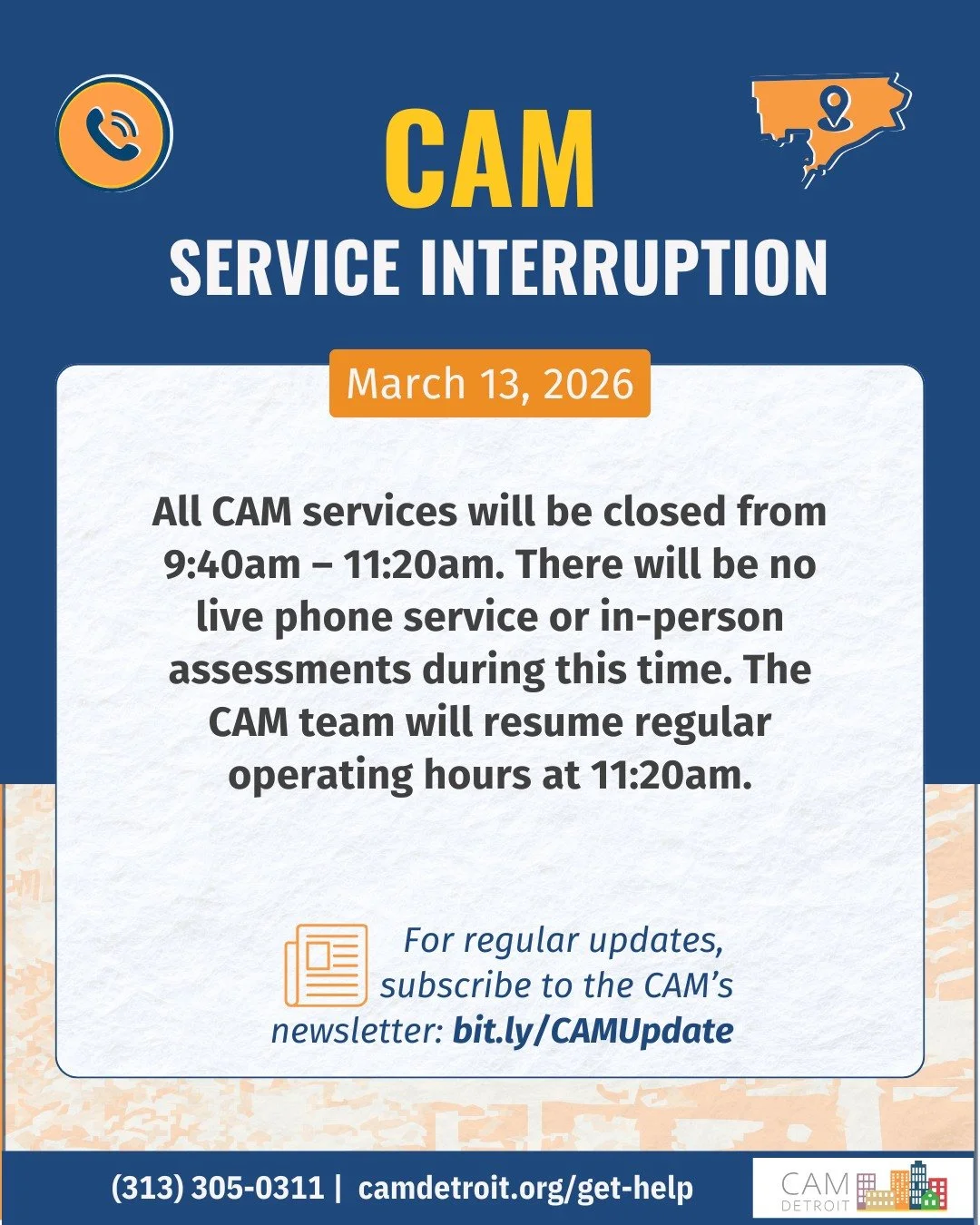 For regular updates, visit camdetroit.org/upcoming-closures

#camdetroit #homelessservices #detroithomeless