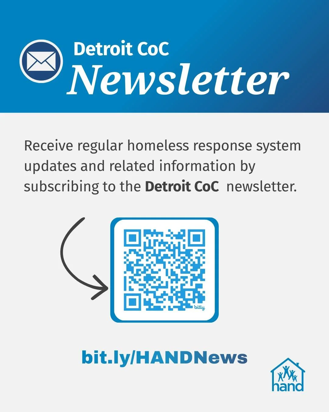For regular Detroit homeless service system updates, subscribe to the Detroit CoC Newsletter via the QR Code or at the link in the profile.

#detroitcoc #detroithomeless #homelessservicesystem