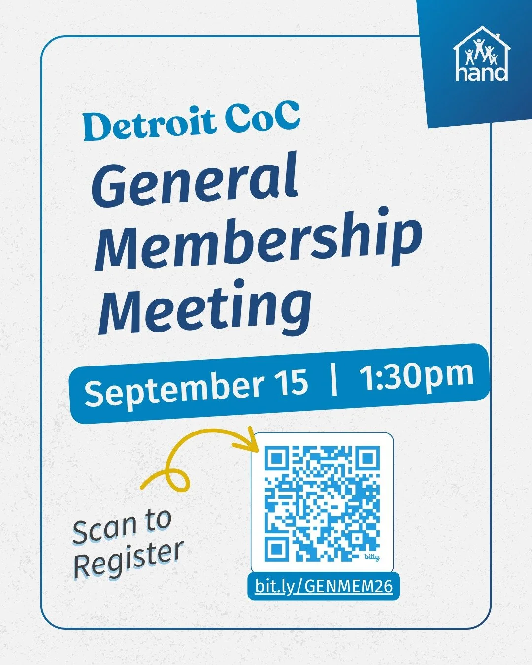 Join us at our next General Membership meeting! At these meetings, the community will receive updates on our homeless response system initiatives and programs.

Register by scanning the QR code or by visiting the link in our profile.