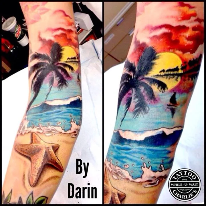 Beach tattoo - Tattoo Charlie's Preston Hwy