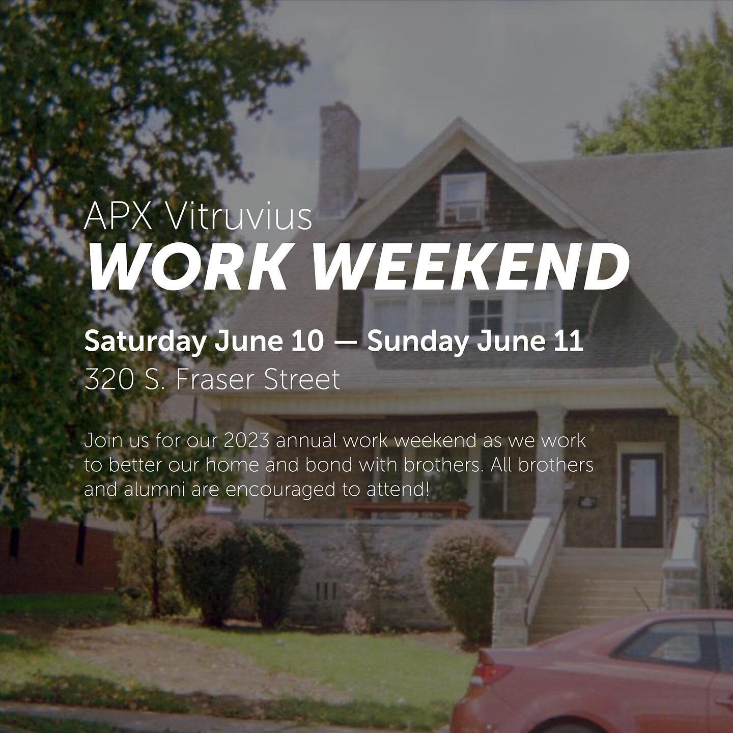 Join us next weekend for our annual Work Weekend! We hope as many brothers and alumni as possible can make it to work on the house we all love ‼️