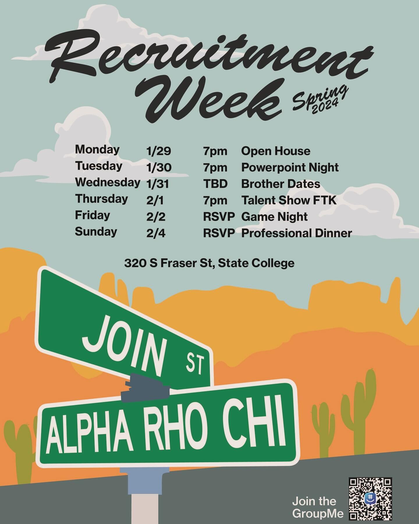 Recruitment week is right around the corner! Save the dates, get hype, and get ready! DM us with any questions or concerns and be sure to join the GroupMe for all the recruitment week updates!
