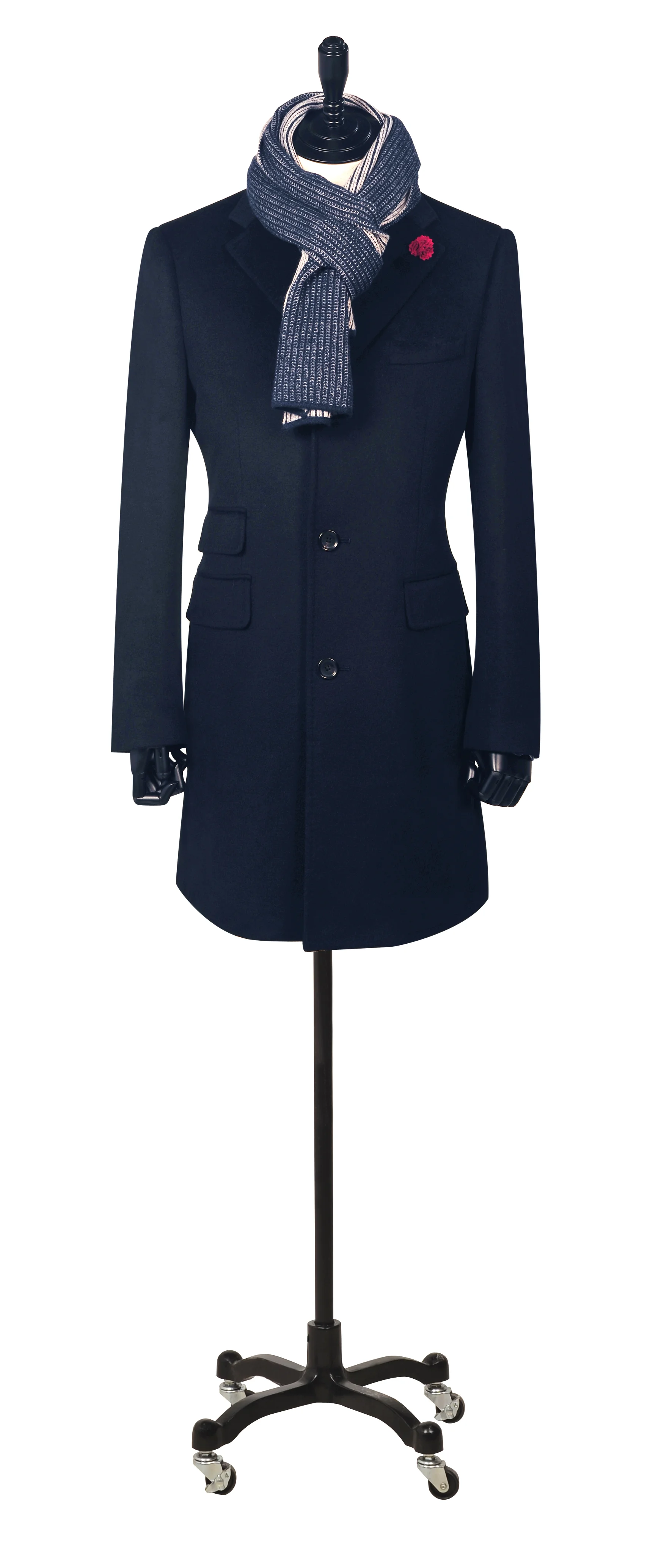 Navy 3-Button 3/4 Coat