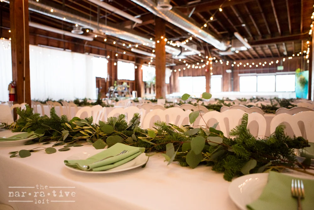 Pine and olive branches galore. So festive!