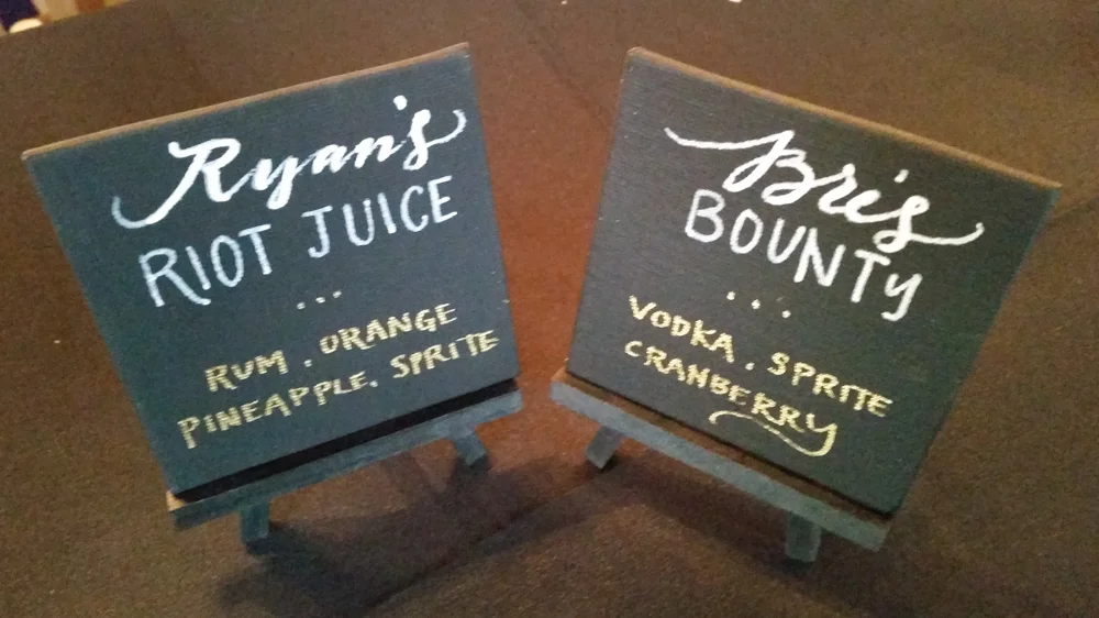 Carefully curated cocktails from the bride and groom. Yummy!