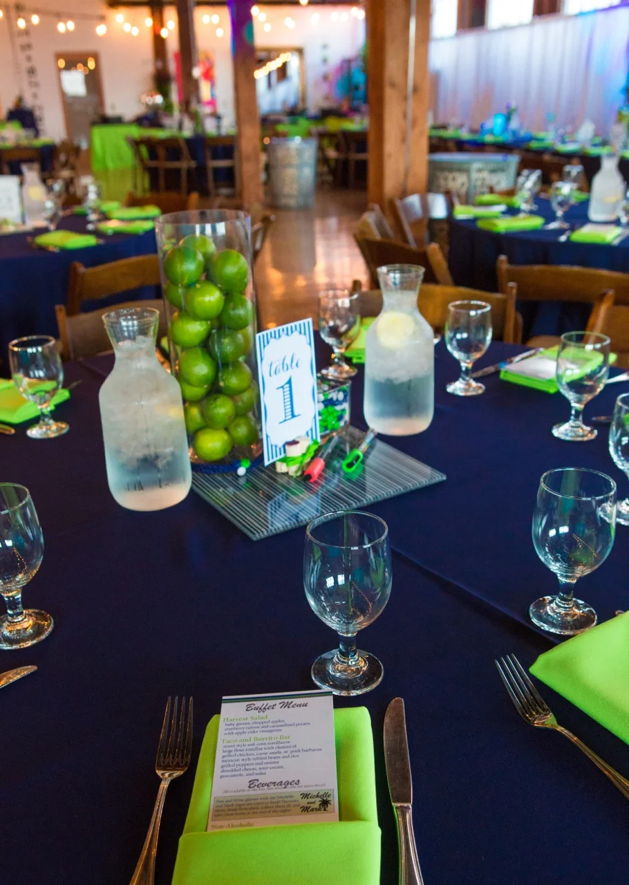 Lime and navy made the tables look like a taste of spring!
