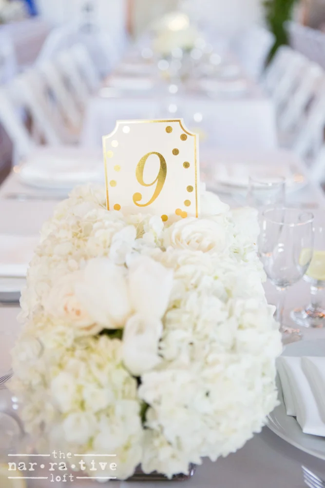 Floral arrangements laid about the loft.