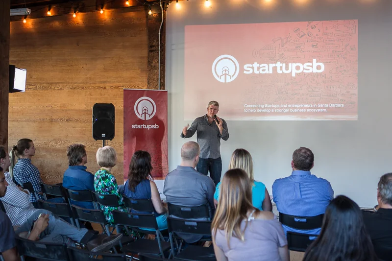 Kyle Ashby, StartUpSB's fearless leader kicked off the storytelling event. 