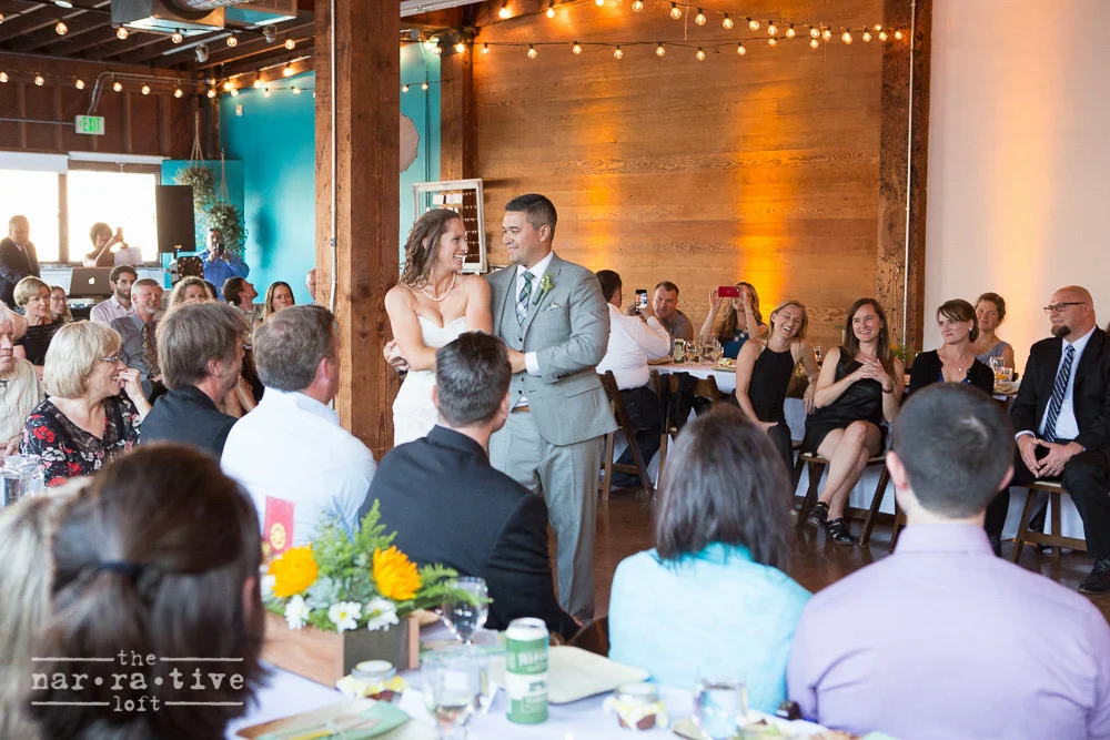 The bride and groom sharing their first dance together.