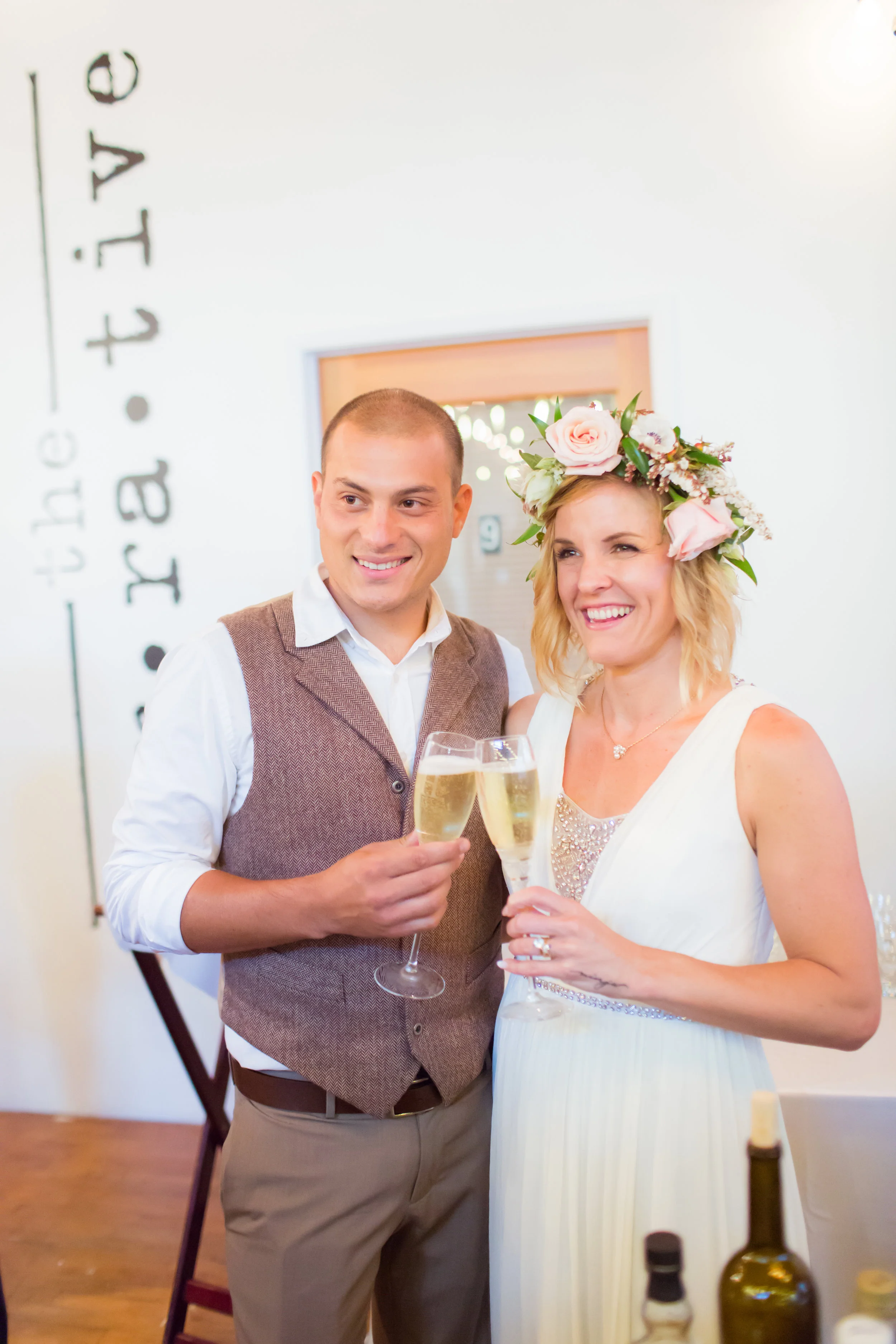 The sweethearts toasting to the rest of their life.