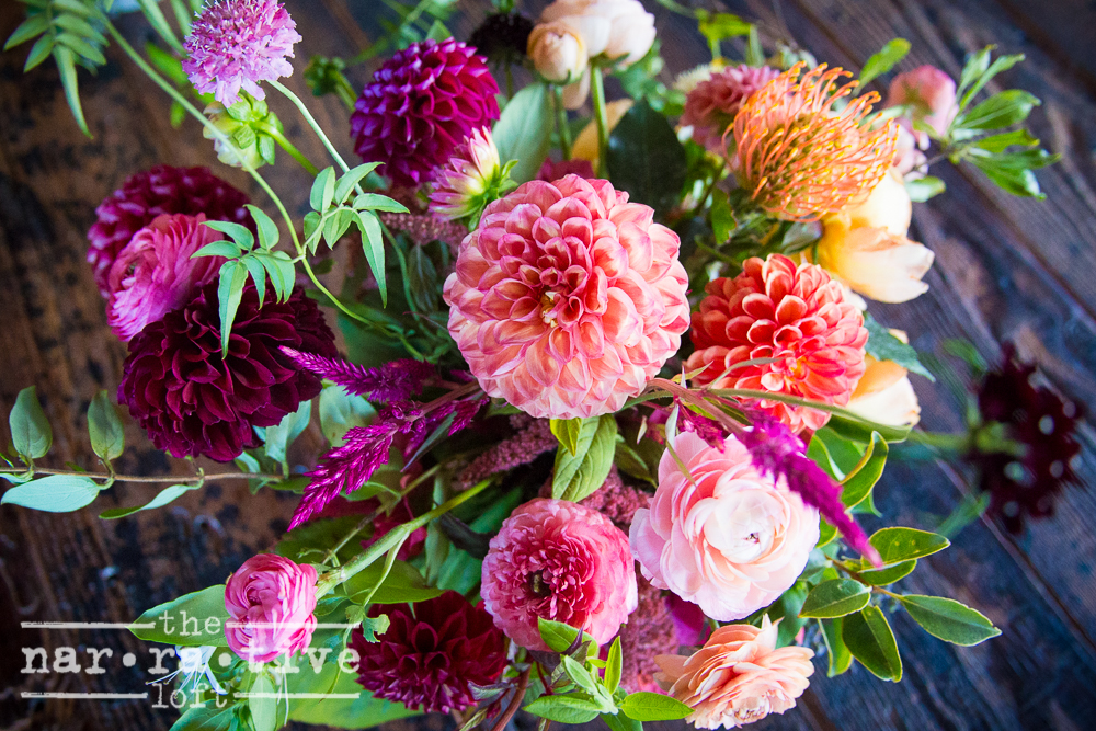 Darling Dahlias by Forage Florals made our space pop with color.