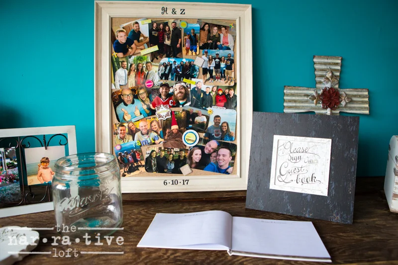 Starting new memories as guests' signed the Guest book for their new life together, next to a walk down memory lane with old pictures from their life so far.