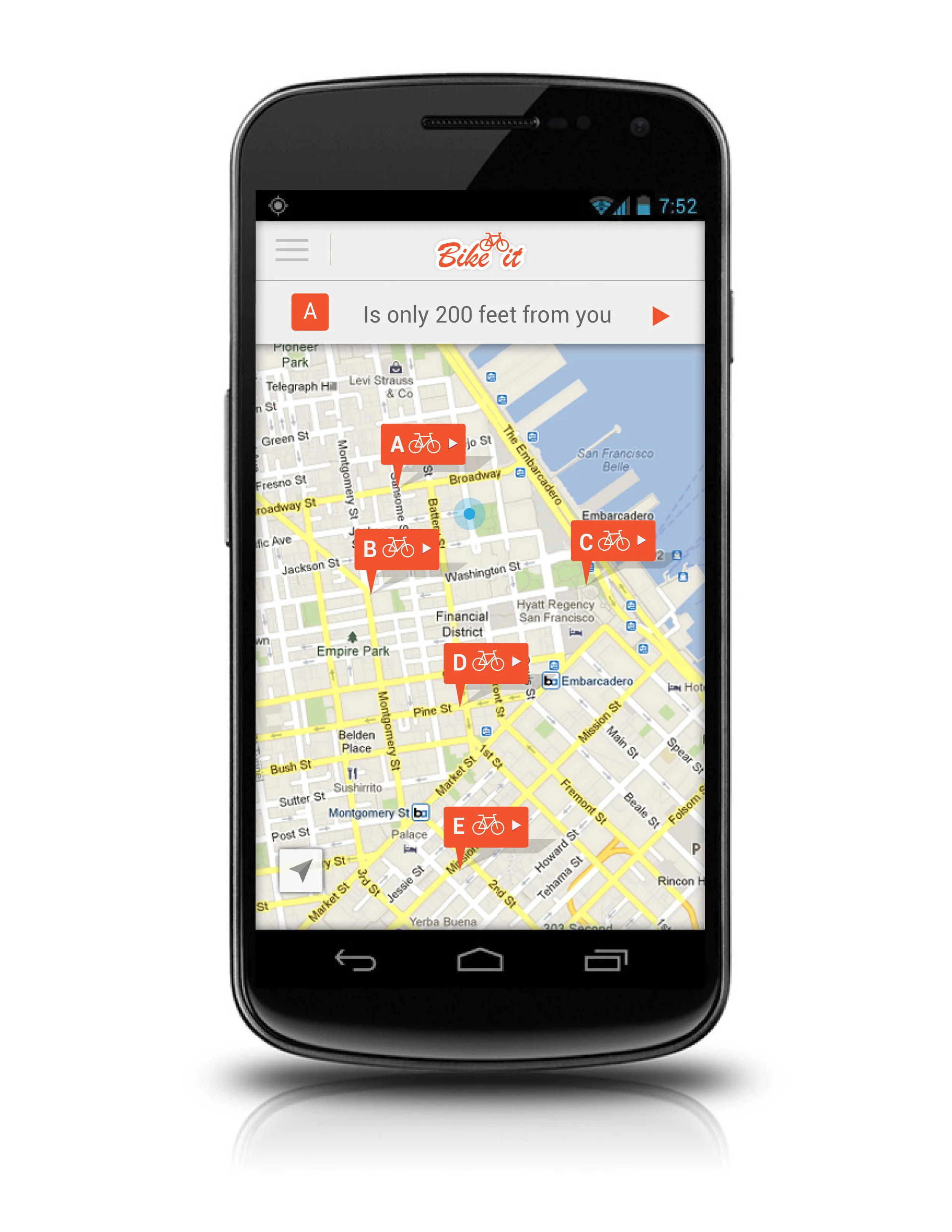 Mobile Mockup Sample—find a BikeIt station