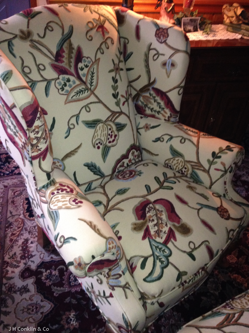 Wing Chair in Crewel