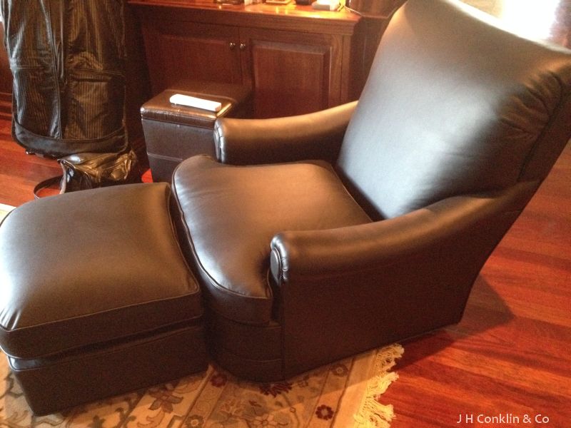 Leather Arm Chair and Ottoman