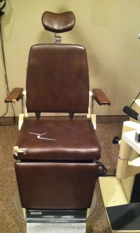 Medical exam chair before re-upholstery