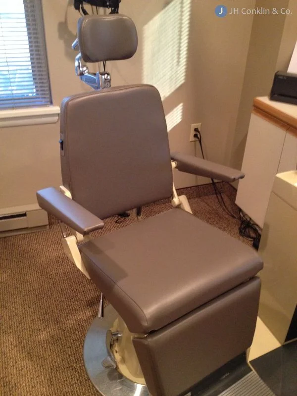 Medical exam chair reupholstered - after