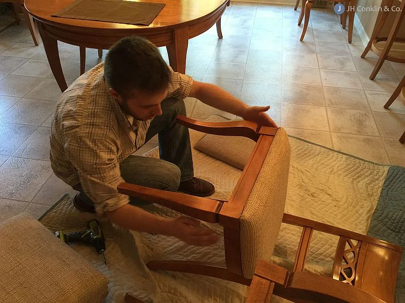 Installing re-upholstered chair seats