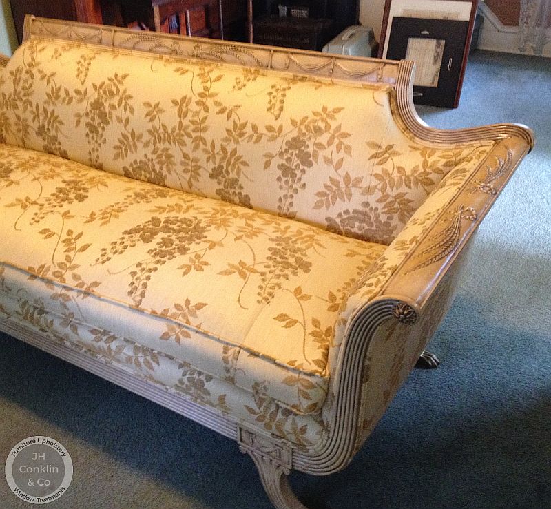 Refinished and Reupholstered Sofa