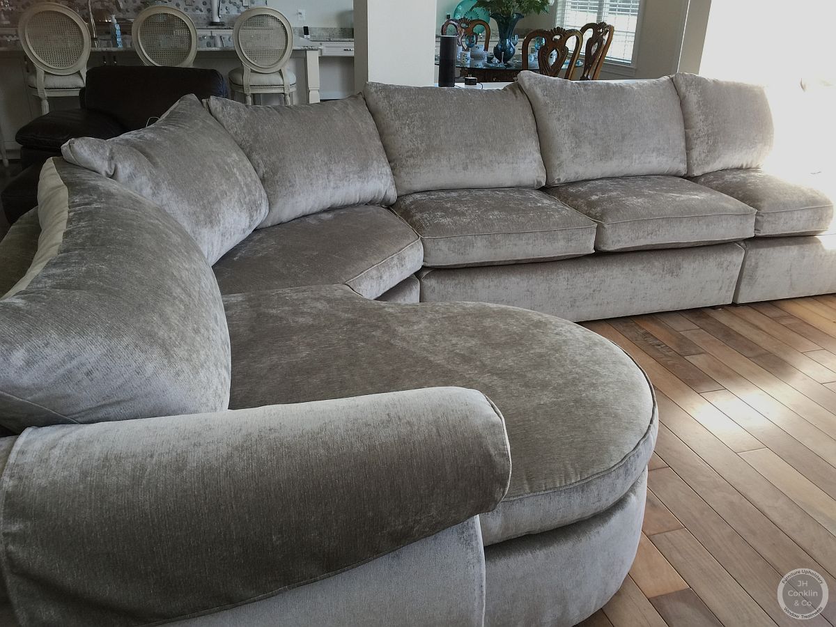 Sectional Sofa Reupholstered in Soft Chenille