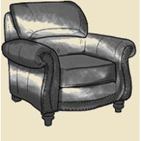 roll arm chair with nails