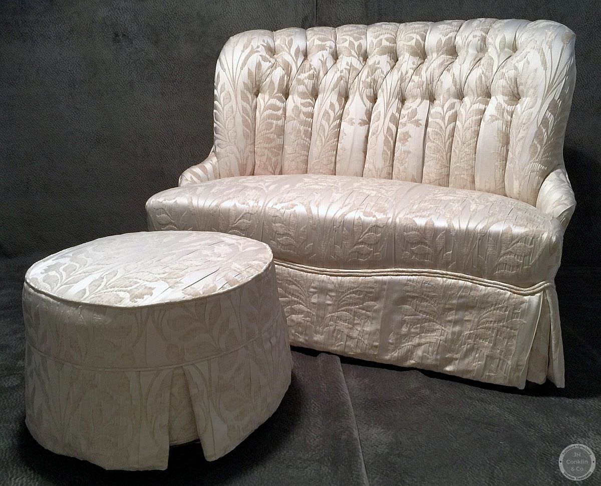 Reupholstered Settee and Ottoman