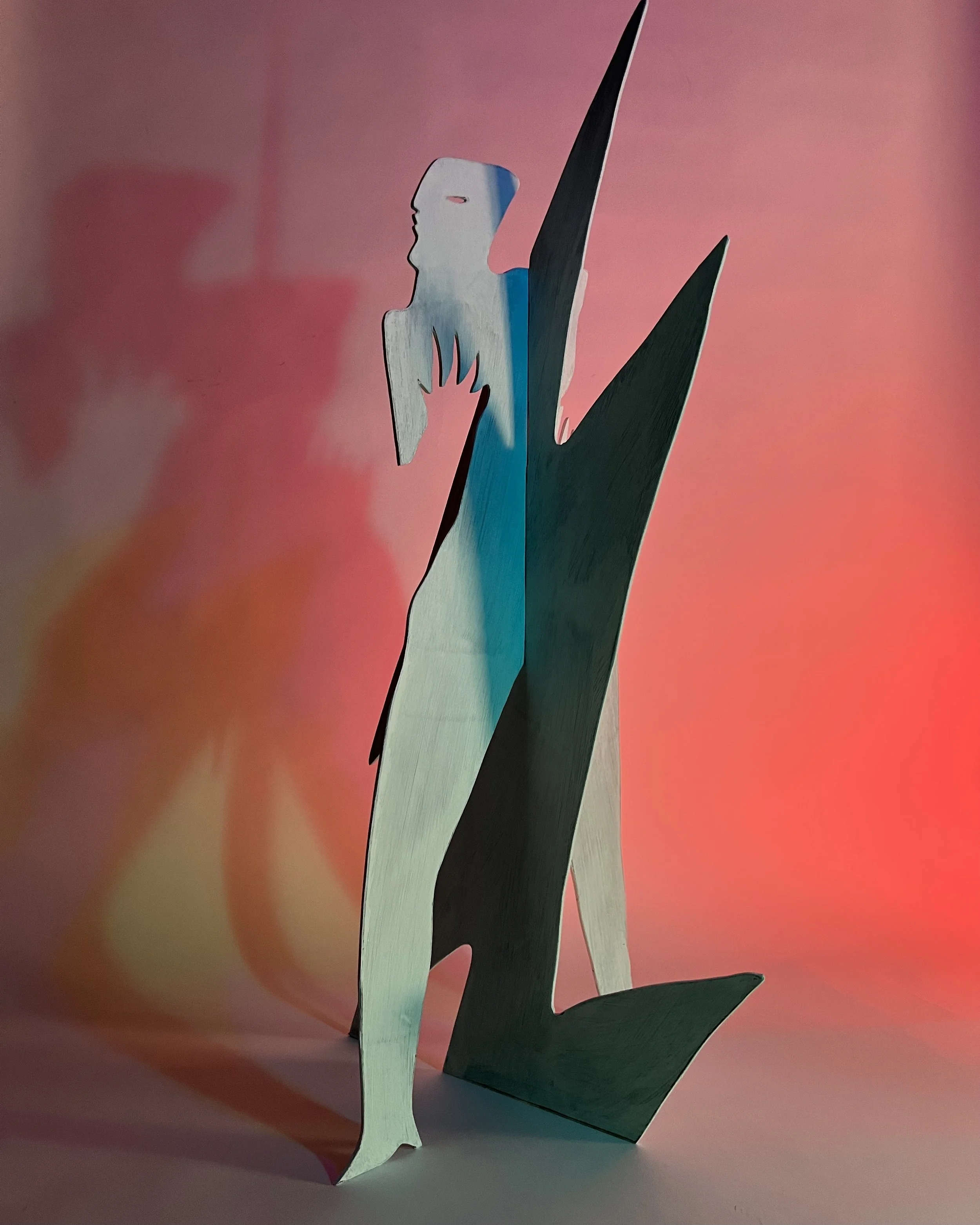  Painted Wood   mock-up for large scale public sculpture  14”x 14” x 8”  2024 