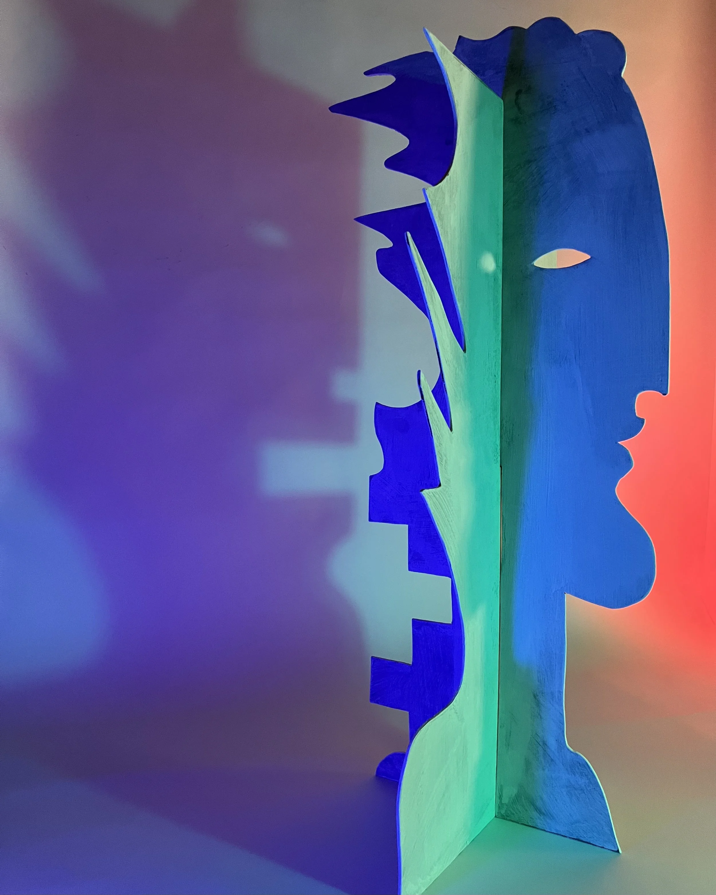  Painted Wood   mock-up for large scale public sculpture  14”x 14” x 28”  2024 