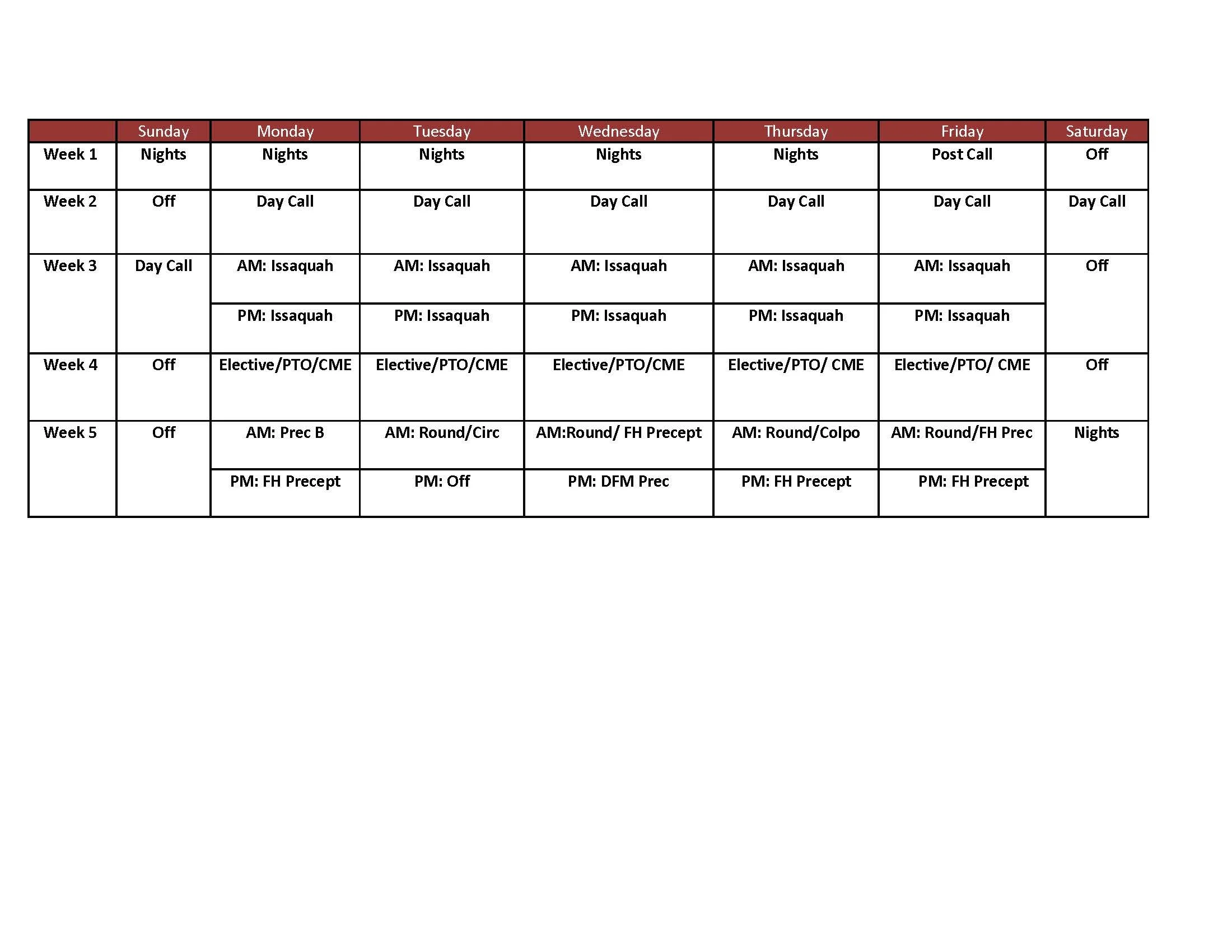 Rotation Template — Swedish First Hill Family Medicine Residency