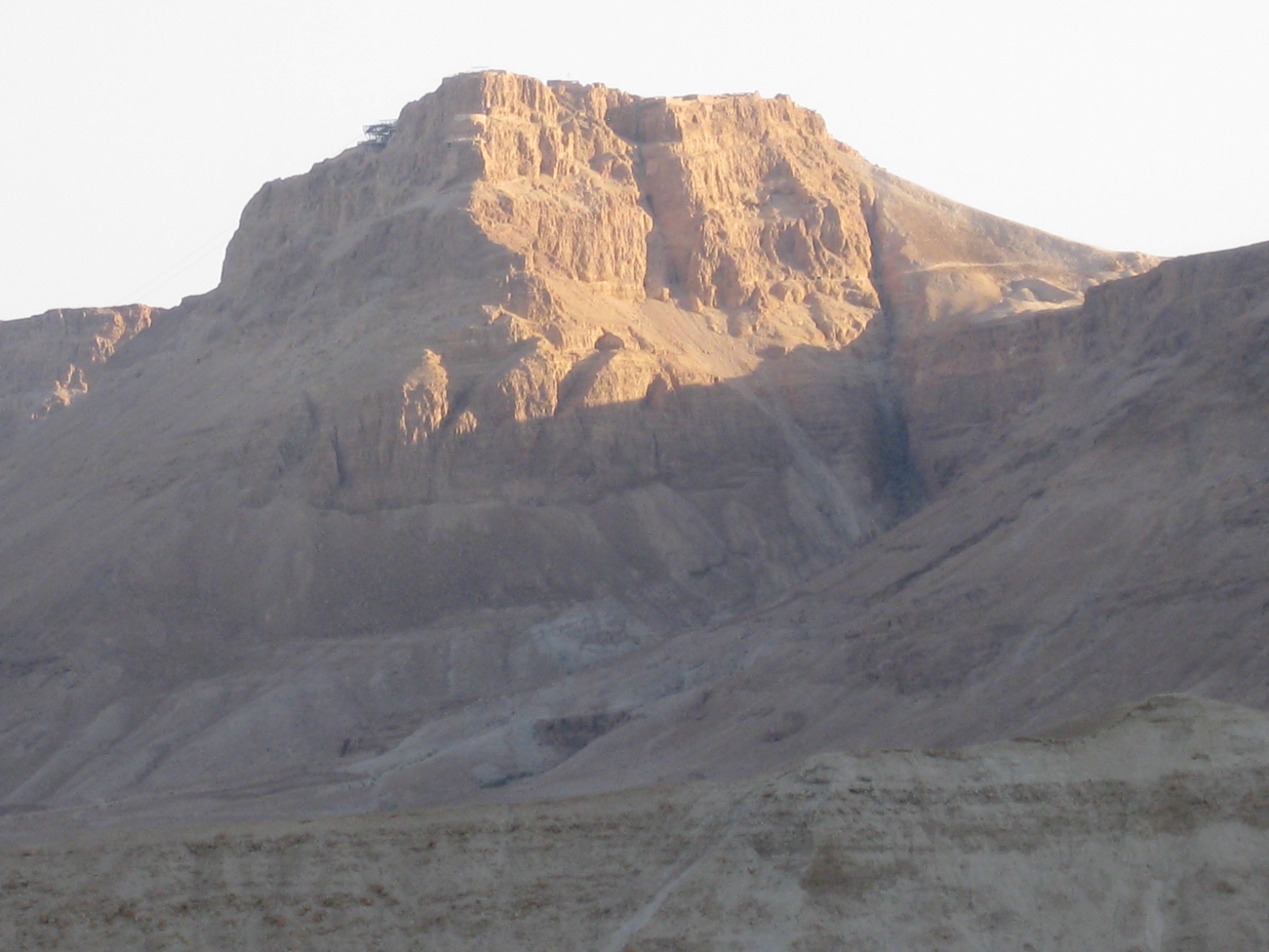 Masada - the Roman Wall is on the right - to the west.
