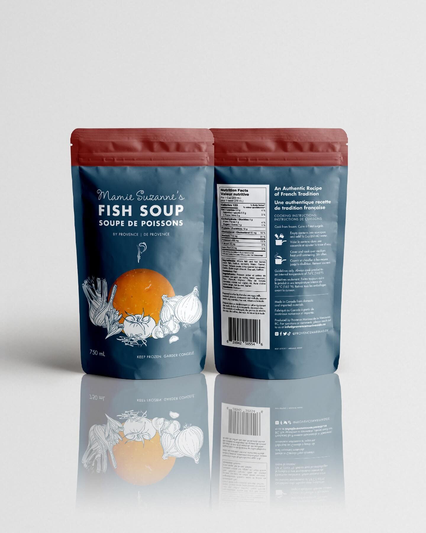 🇫🇷 Mamie Suzanne&rsquo;s Fish Soup 🇫🇷 is a family recipe passed down through generations and brought to you by Provence Marinaside&rsquo;s head chef and owner Jean-Francis Quaglia. Die cut to show off the soup, the packaging pays homage to the Fr