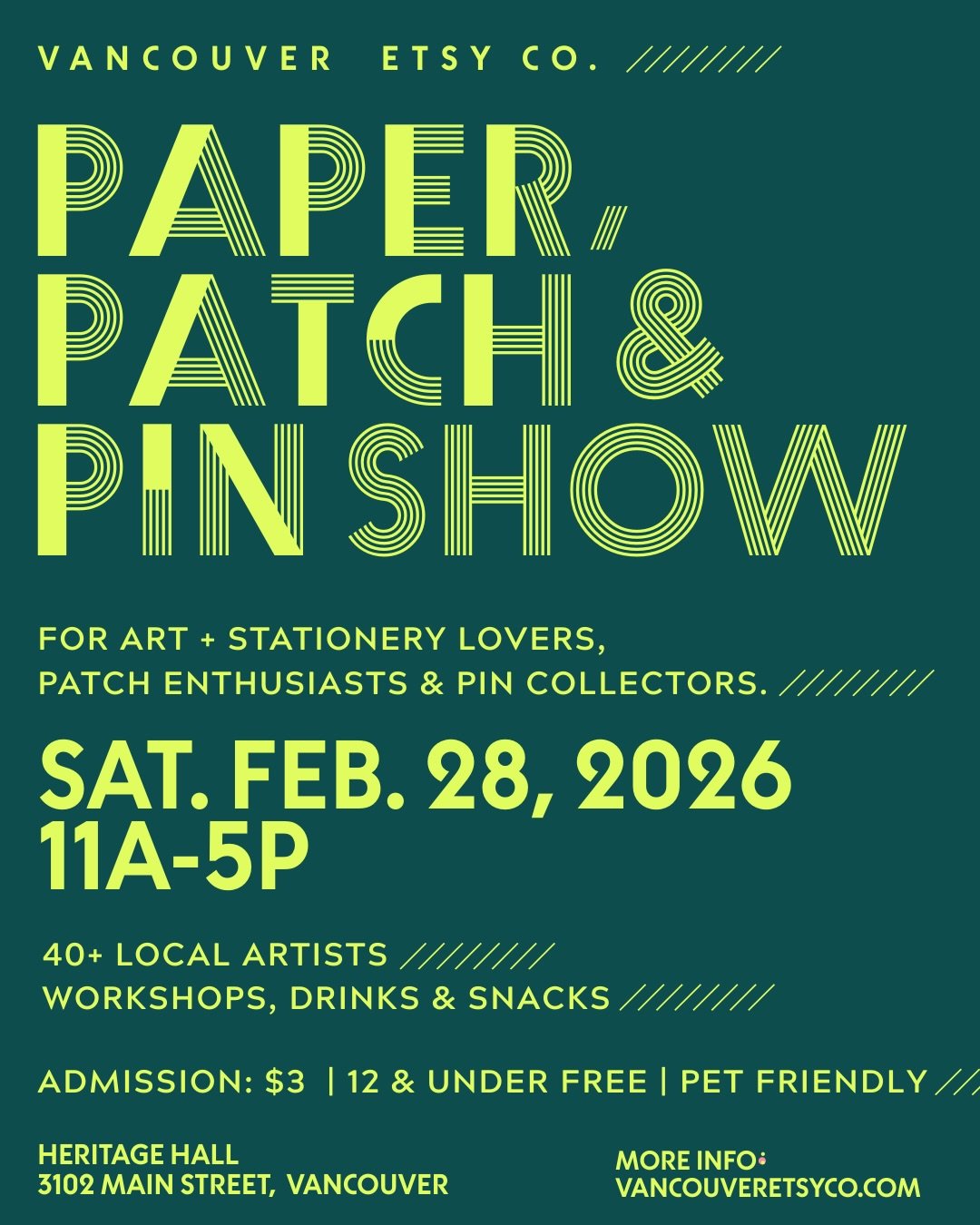 In less than 2 weeks, I&rsquo;ll be kicking off my 2026 market season at the Paper, Patch &amp; Pin Show and I cannot wait 🧷📎✨

If you love art prints, stationery, enamel pins, patches, and supporting local artists, this one&rsquo;s for you. There 