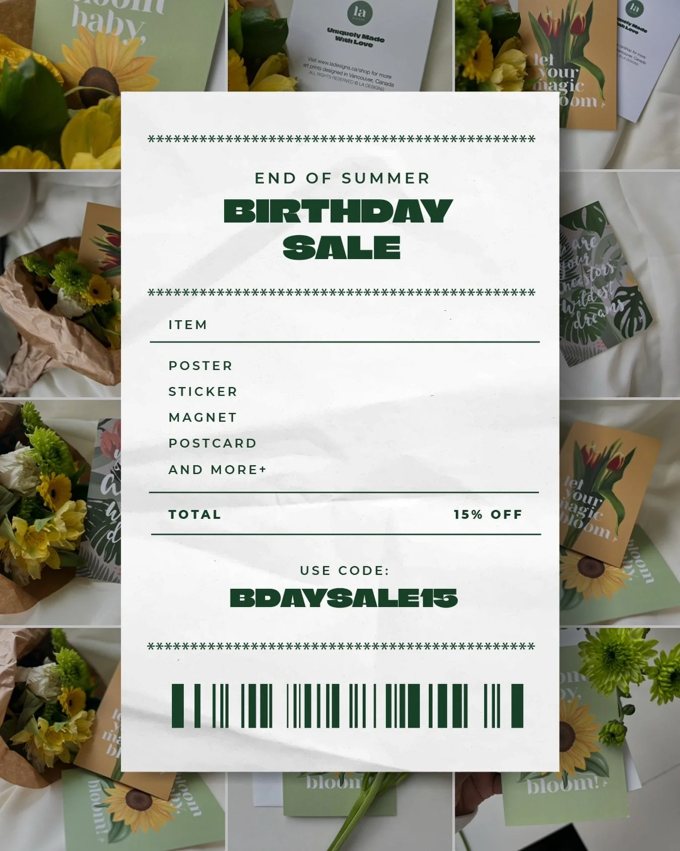 The birthday math is mathing 🥳🎂✨

We&rsquo;re turning 4, so naturally you get the present! For a limited time, take 15% off your order with code BDAYSALE15

Prints, postcards, stickers, magnets and more, consider this my birthday treat to you 💜 
.