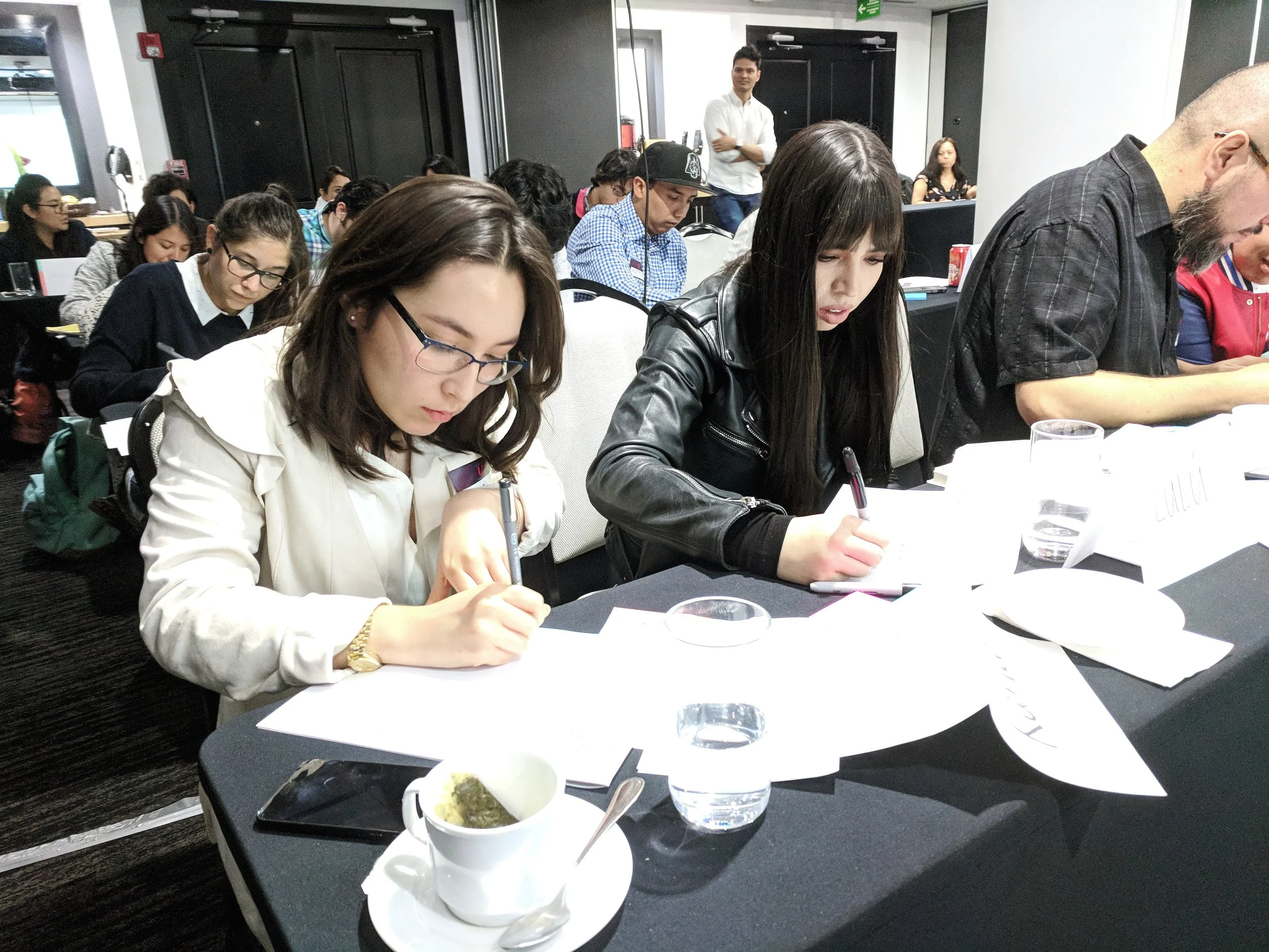 Students hard at work on user journey maps during a 2-day workshop in Mexico City.