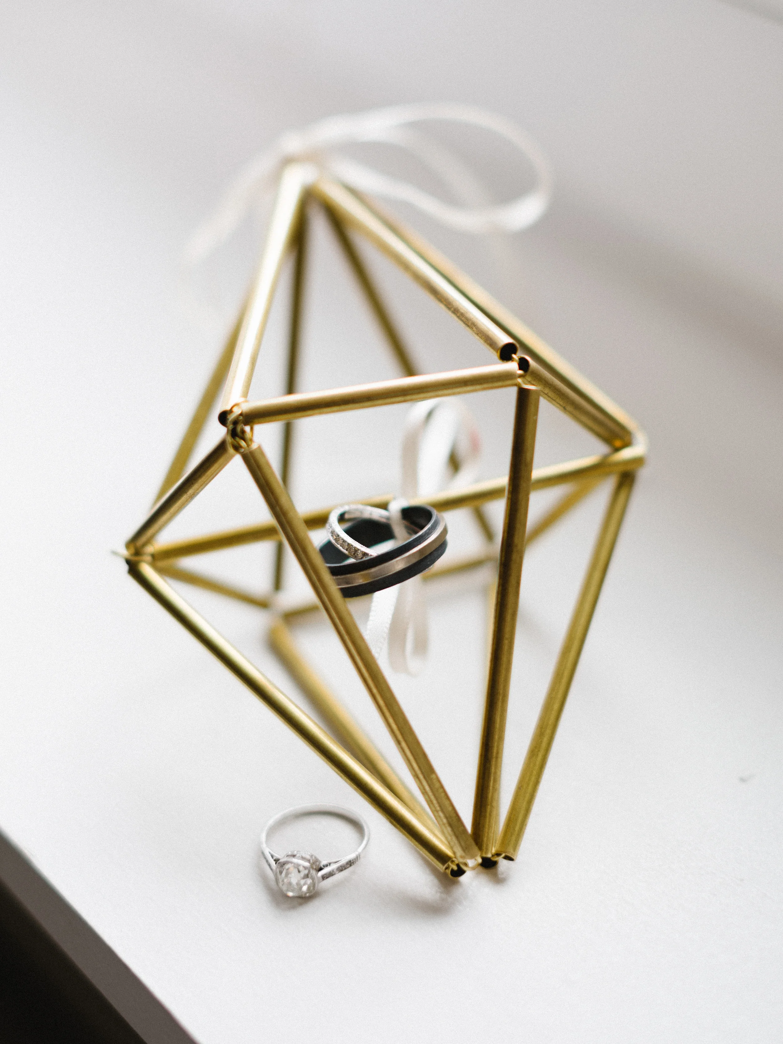 Brass Faceted Wedding Ring Holder by Emily Vaca