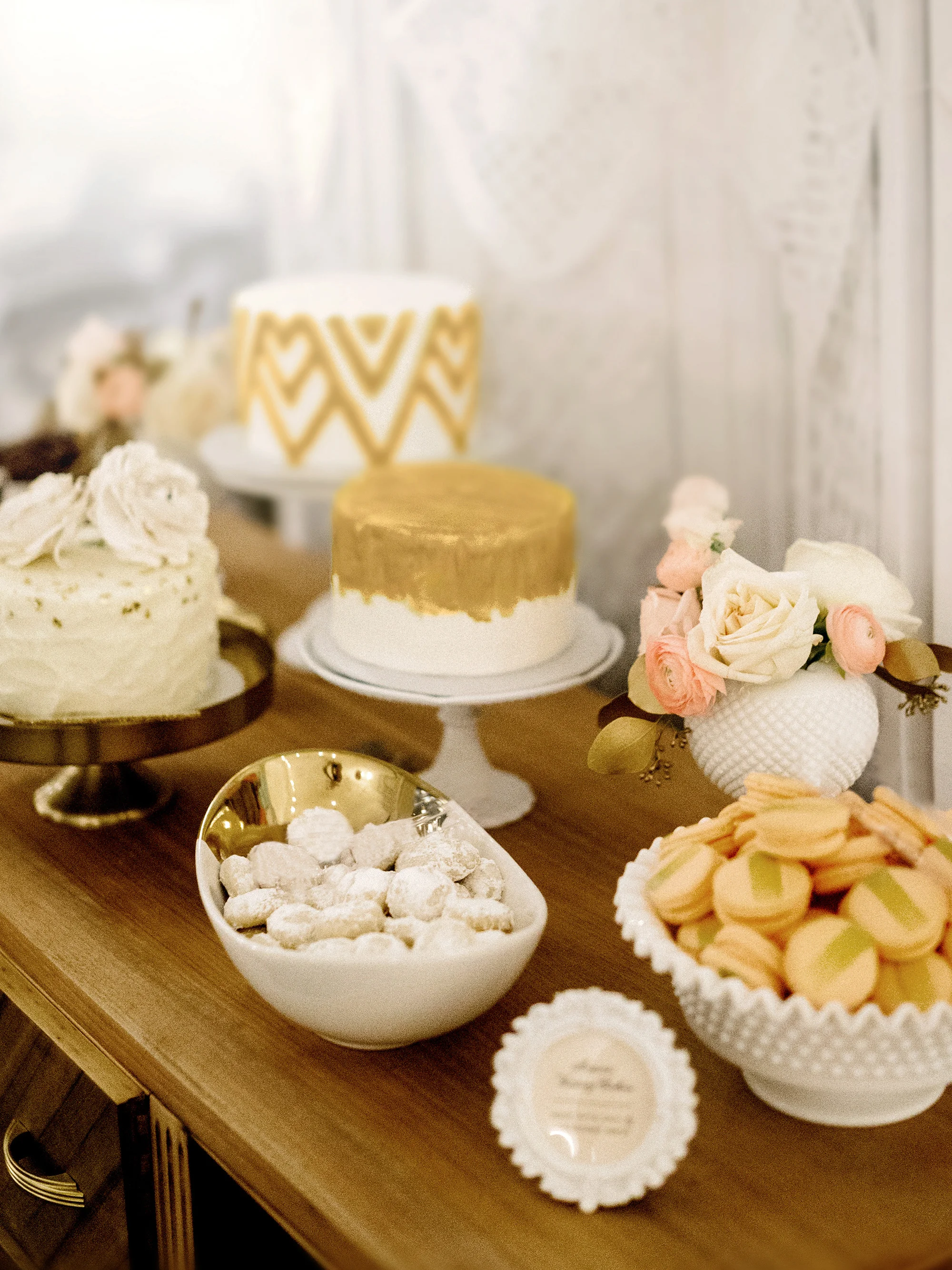 White and Gold Sweets Table by Emily Vaca