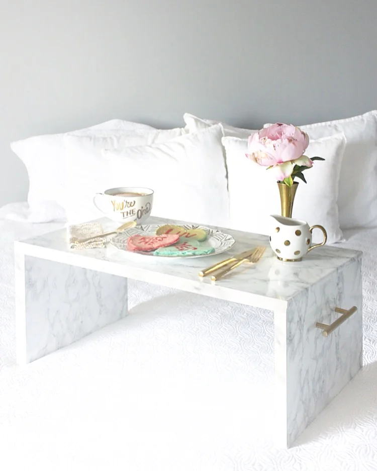 Sweetheart Pancakes & DIY Faux Marble Bed Tray