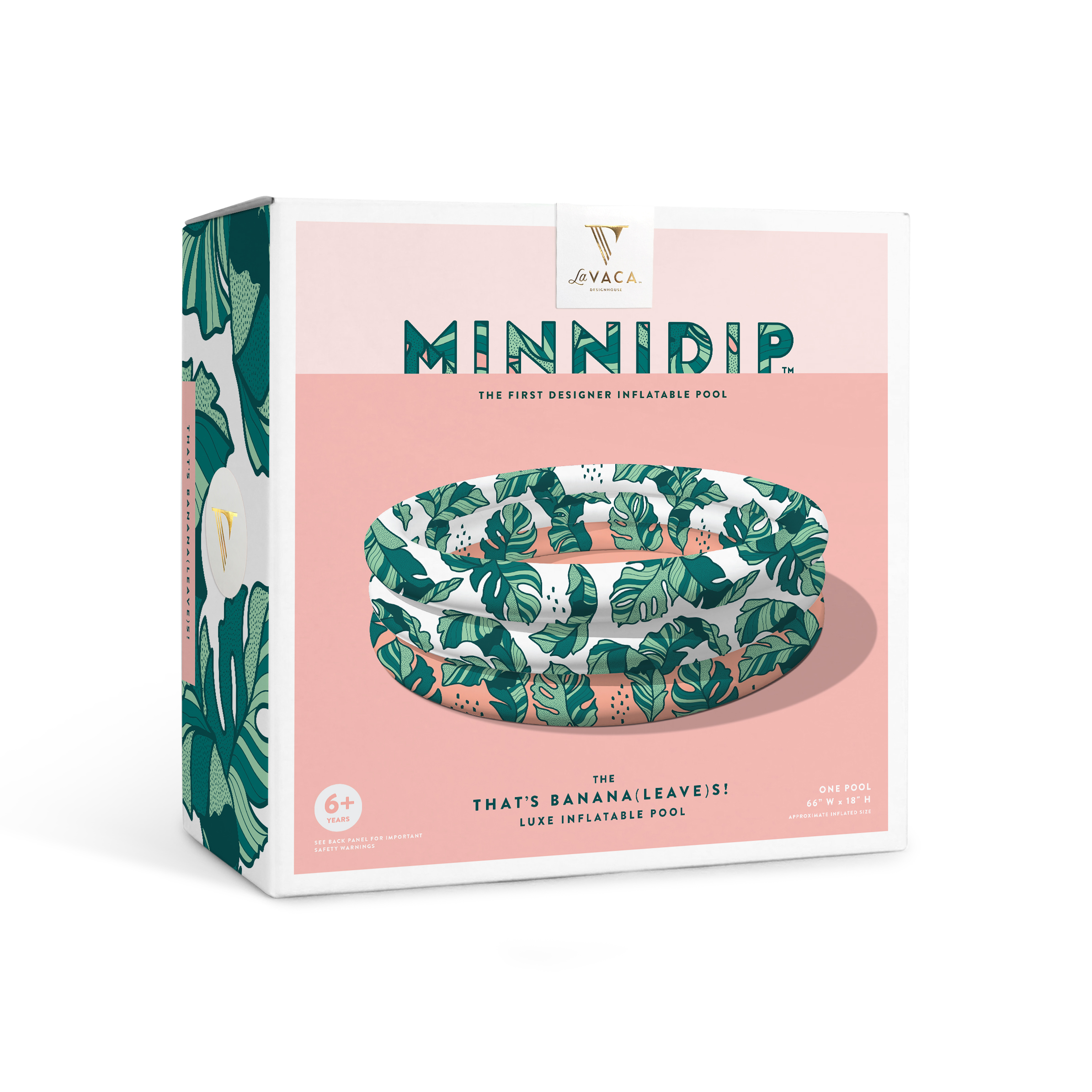 La Vaca Minnidip Luxe Inflatable Pool | The First Designer (aka CUTE) Inflatable Pool | Palm Leaf Inflatable Pool | Adult Kiddie Pool
