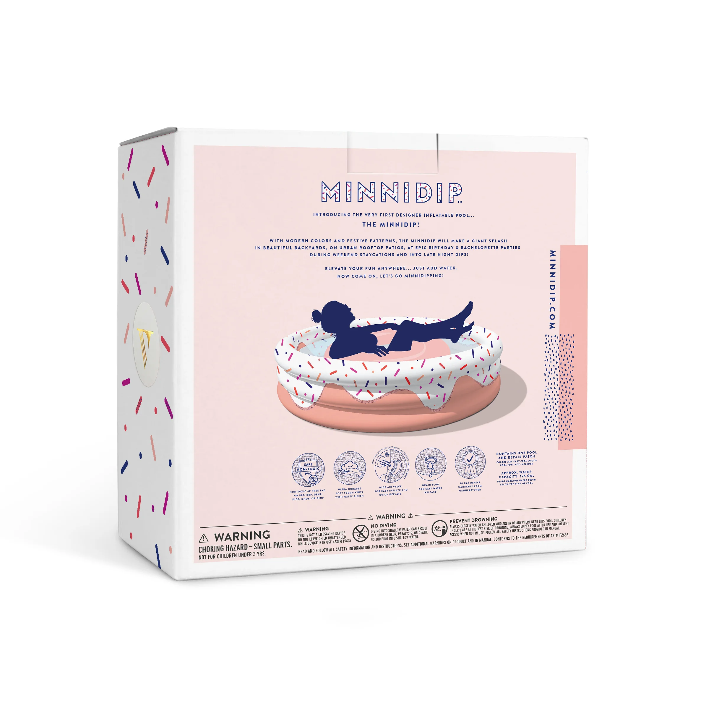 La Vaca Minnidip Luxe Inflatable Pool | The First Designer (aka CUTE) Inflatable Pool | Donut Sprinkles Inflatable Pool | Adult Kiddie Pool