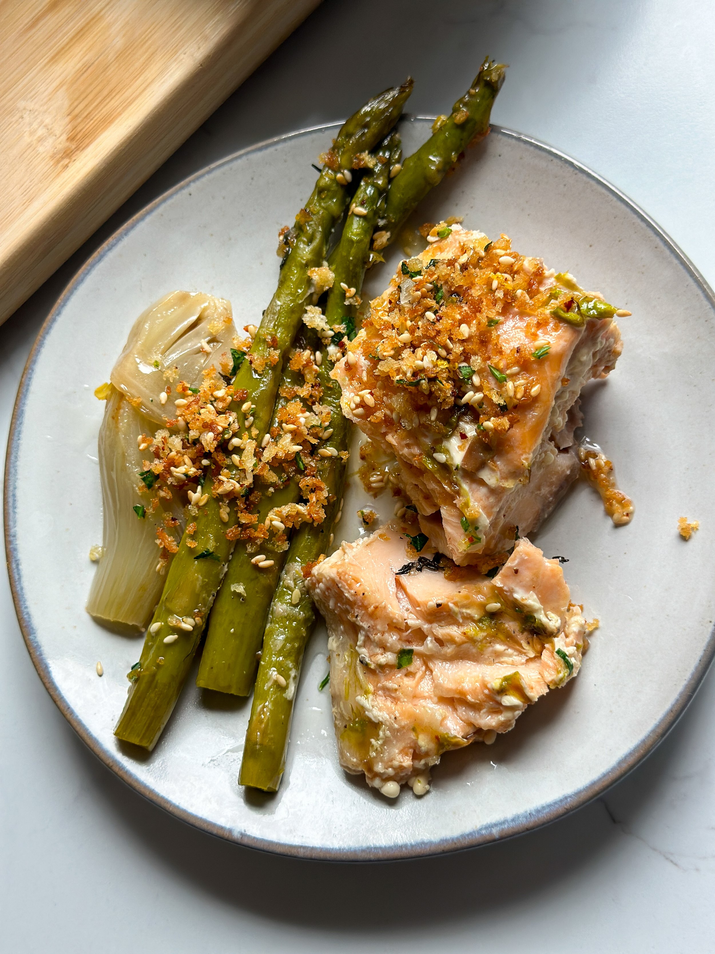 Slow Roasted Salmon with Spring Vegetables
