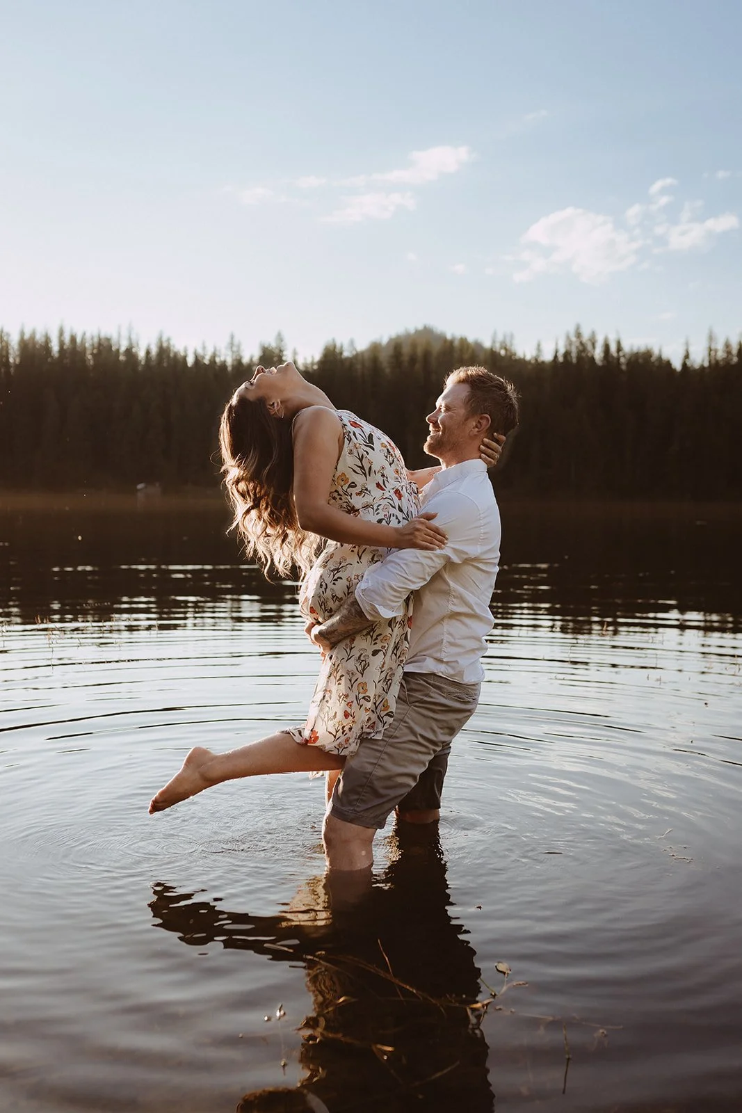 Anyone for a dip? Champion Lake at sunset for this couples session 