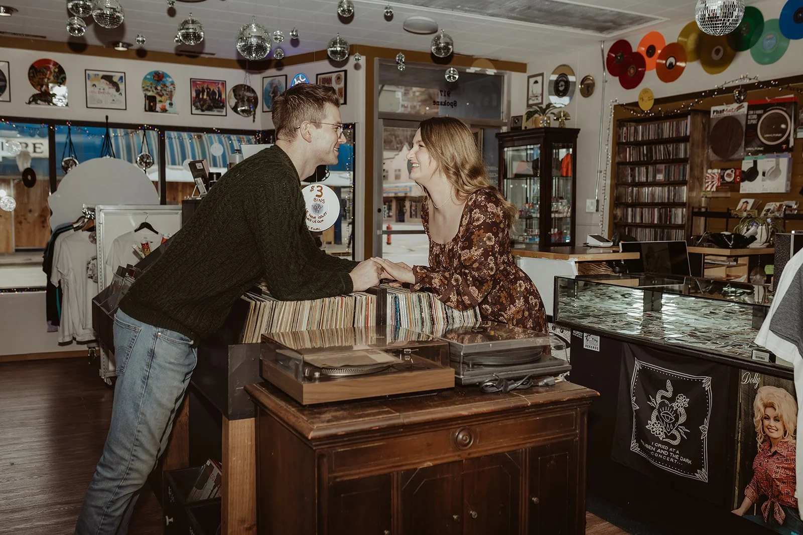 record store love, Trail BC's own adorable record store and this sweet couple for their engagement session.