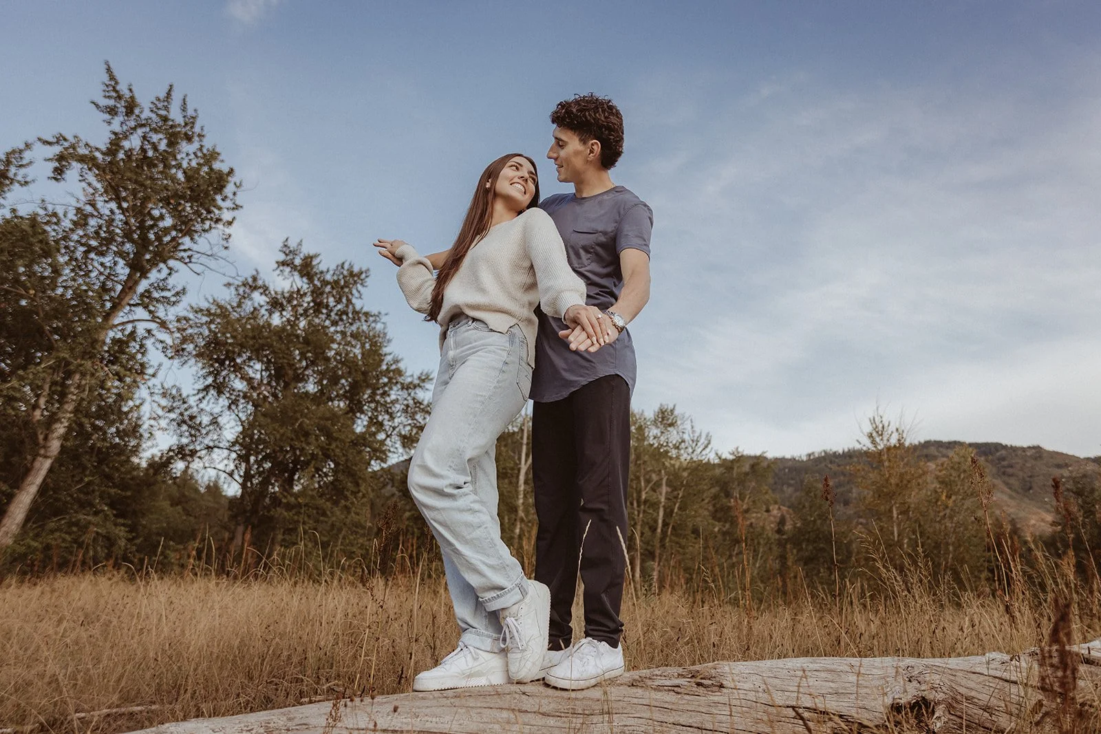 balancing your love, engagement session in Waneta BC
