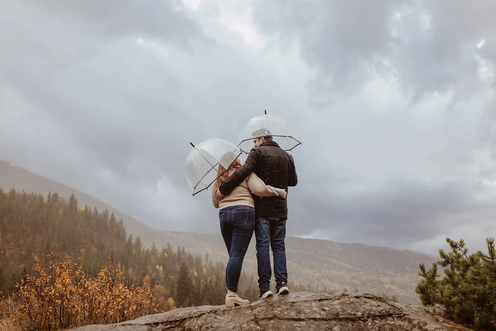 rainy days happen with engagement sessions, best to embrace it - Nelson BC