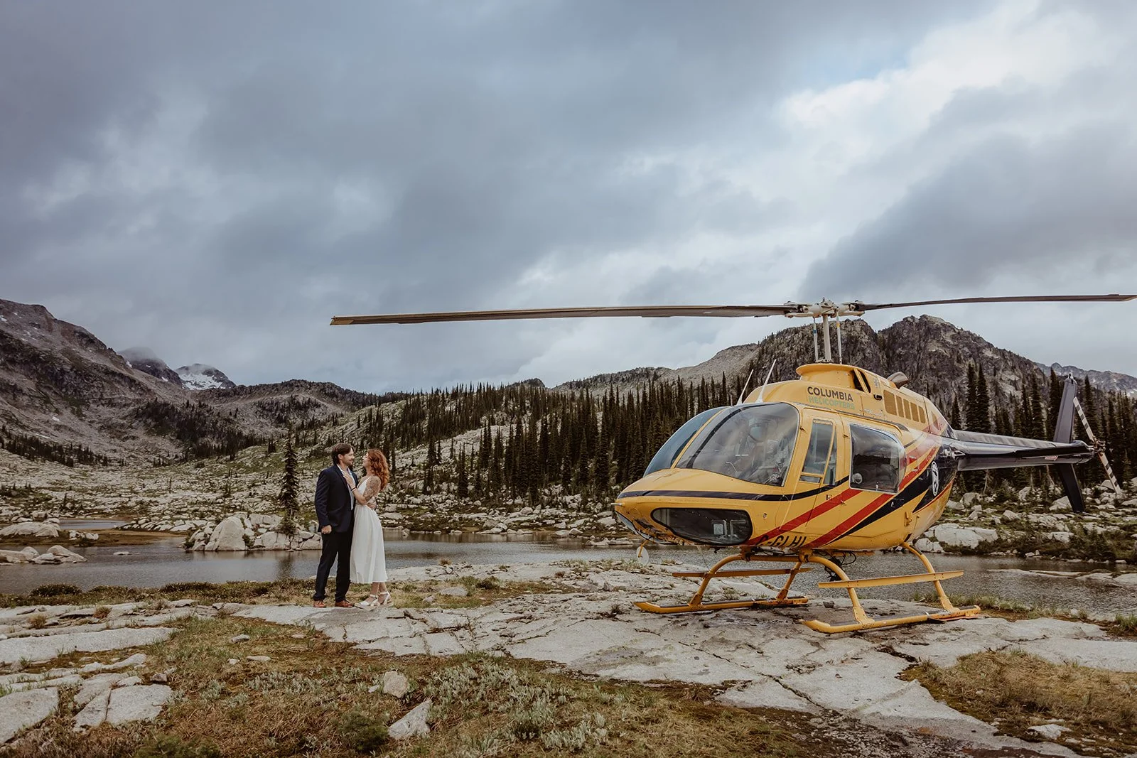 nothing says Kootenay mountains quite like a helicopter engagement session. Nelson BC