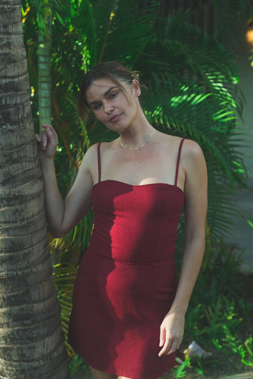 Red Linen Sweetheart Tank & A Line Skirt.jpg
