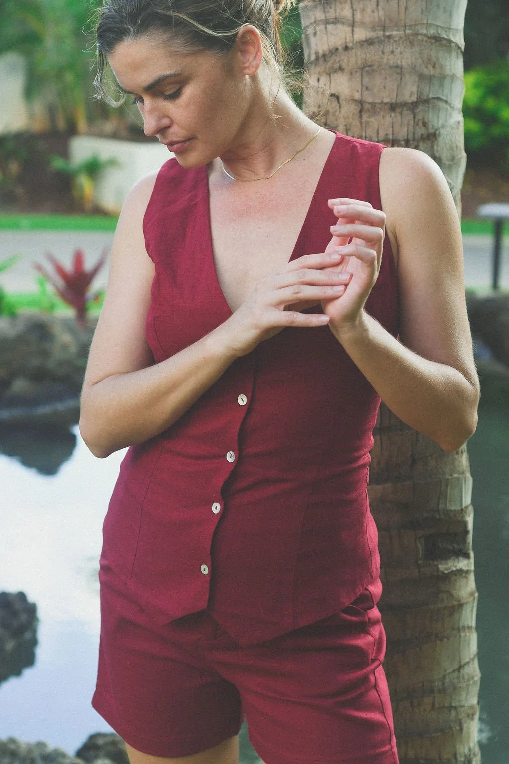 Red Linen Vest and Shorts.jpg