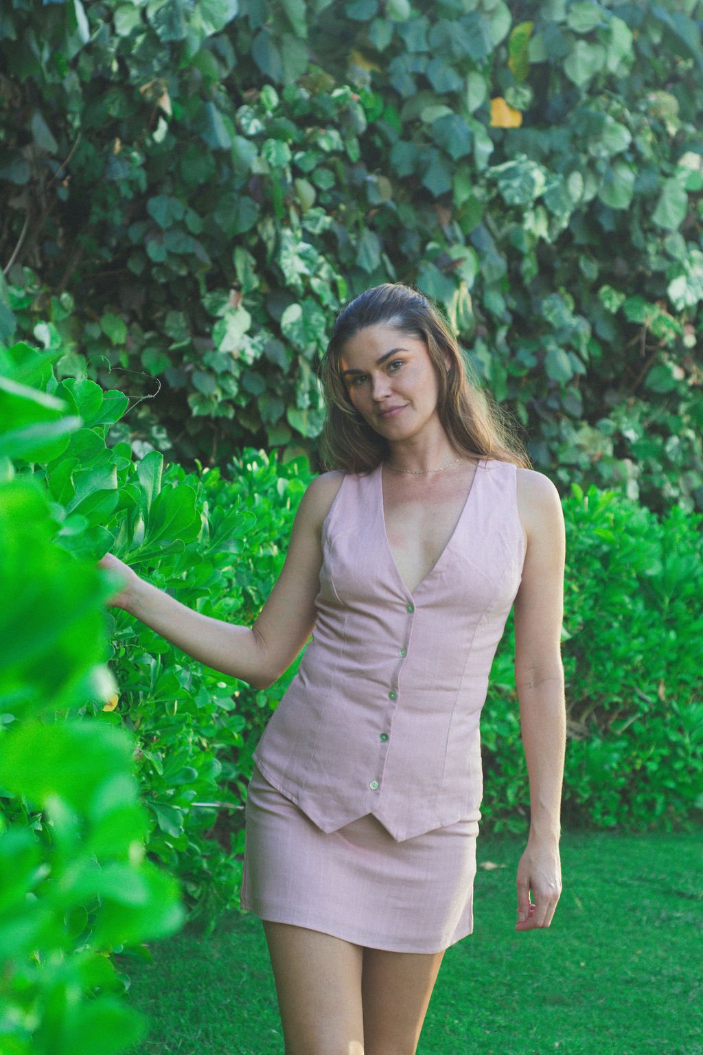 Pink Linen Vest and Linen Skirt.jpg