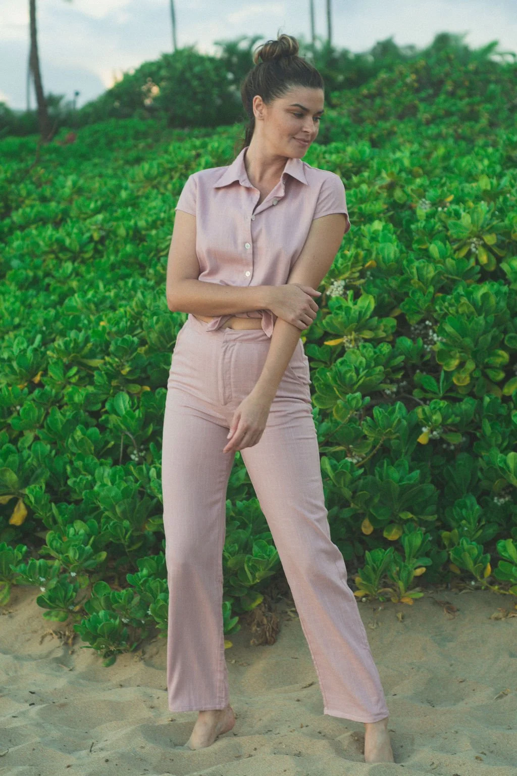 Pink Linen pants and Classic Button down.jpg